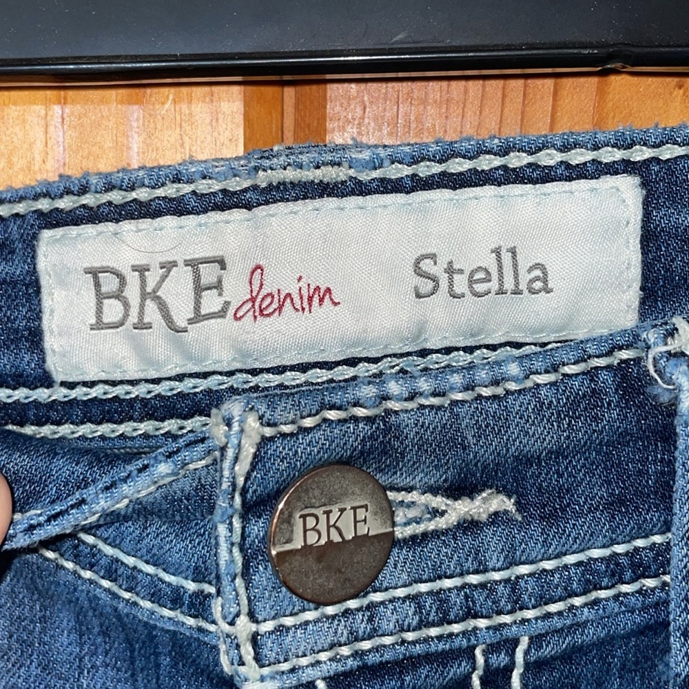 BKE denim Stella distressed jeans bootcut size 26x31 1/2 lighter western country - Picture 6 of 11